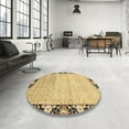 thumbnail image 3 of Ahgly Company Tapis Rond Abstrait Chrome Or Jaune, 5 Pieds Rond, 3 of 6