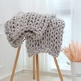 thumbnail image 4 of Yeacher Handmade Knitted Blanket Thick Chenille Thread Bed Blanket Sofa Cover Photo Prop, 4 of 8