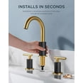 thumbnail image 6 of Black and Gold Bathroom Faucet 3 Hole with Pop Up Drain and 24 in Supply Line, 2 Handle Modern Bathroom Vanity Faucet Widespread 8 inch with 360 Degree Swivel Gooseneck, for 6" to 12" Basin, 6 of 7