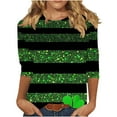 thumbnail image 6 of Yteetum 3/4 Length Sleeve Womens Tops Oversized Crewneck St Patricks Day Shamrocks Graphic Print T Shirt Womens Casual Plus Size Round Neck Loose Irish Festivities Three Quarter Sleeve Shirt, 6 of 6
