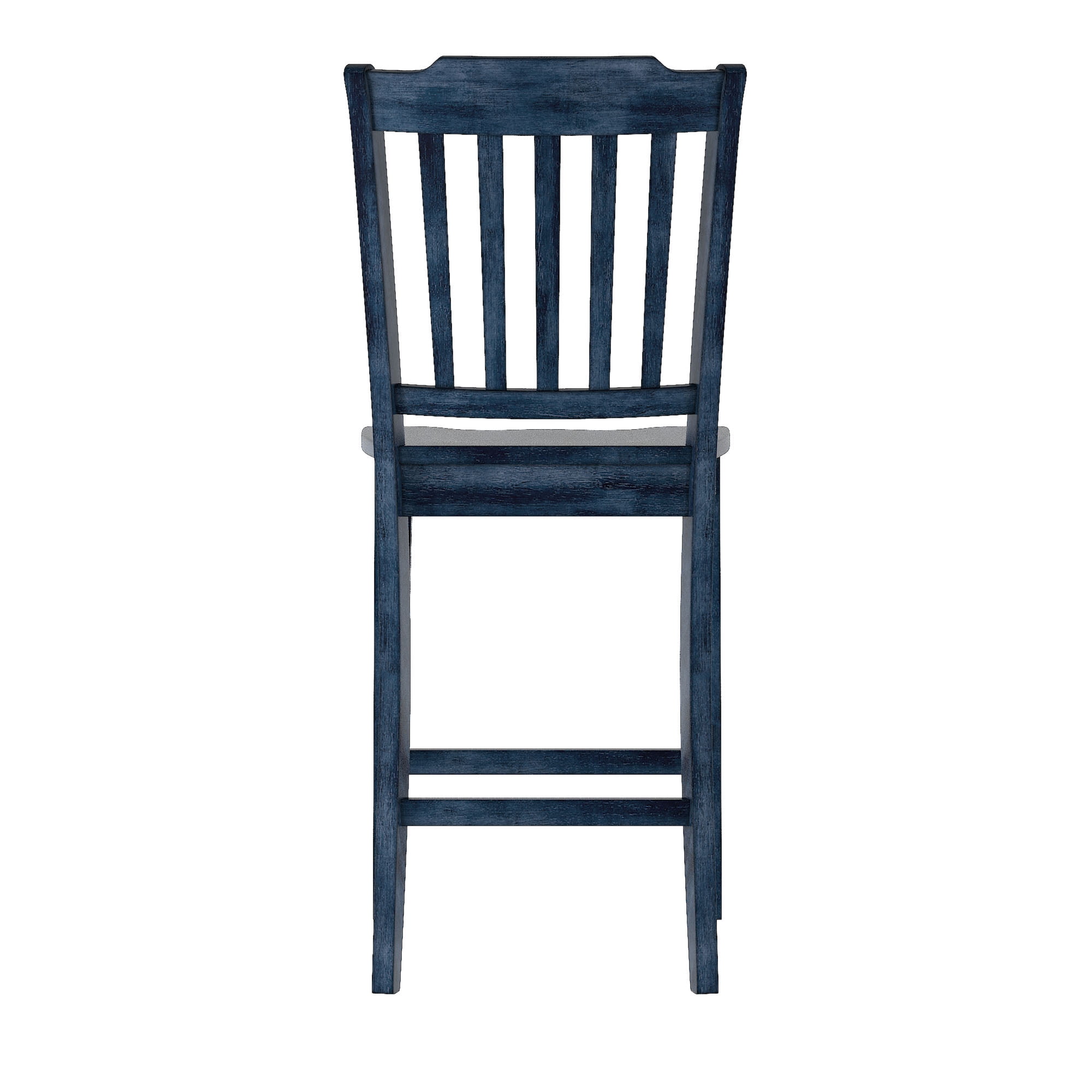 Weston Home Farmhouse Vintage Slat Back Solid Wood Counter Height Chair, Set of 2, Antique Denim