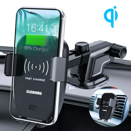 Qi Wireless Car Charger Mount,10W Fast Charging Car Phone Holder Air Vent Dashboard Compatible with iPhone Xs/Xs Max/XR/X/ 8/8 Plus, Samsung Galaxy S10 /S10+/S9 /S9+/S8