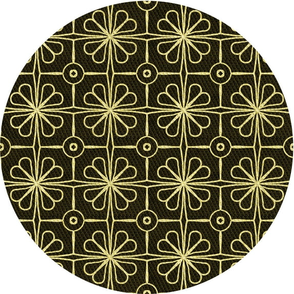 Ahgly Company Machine Washable Indoor Round Transitional Night Black Area Rugs, 5' Round