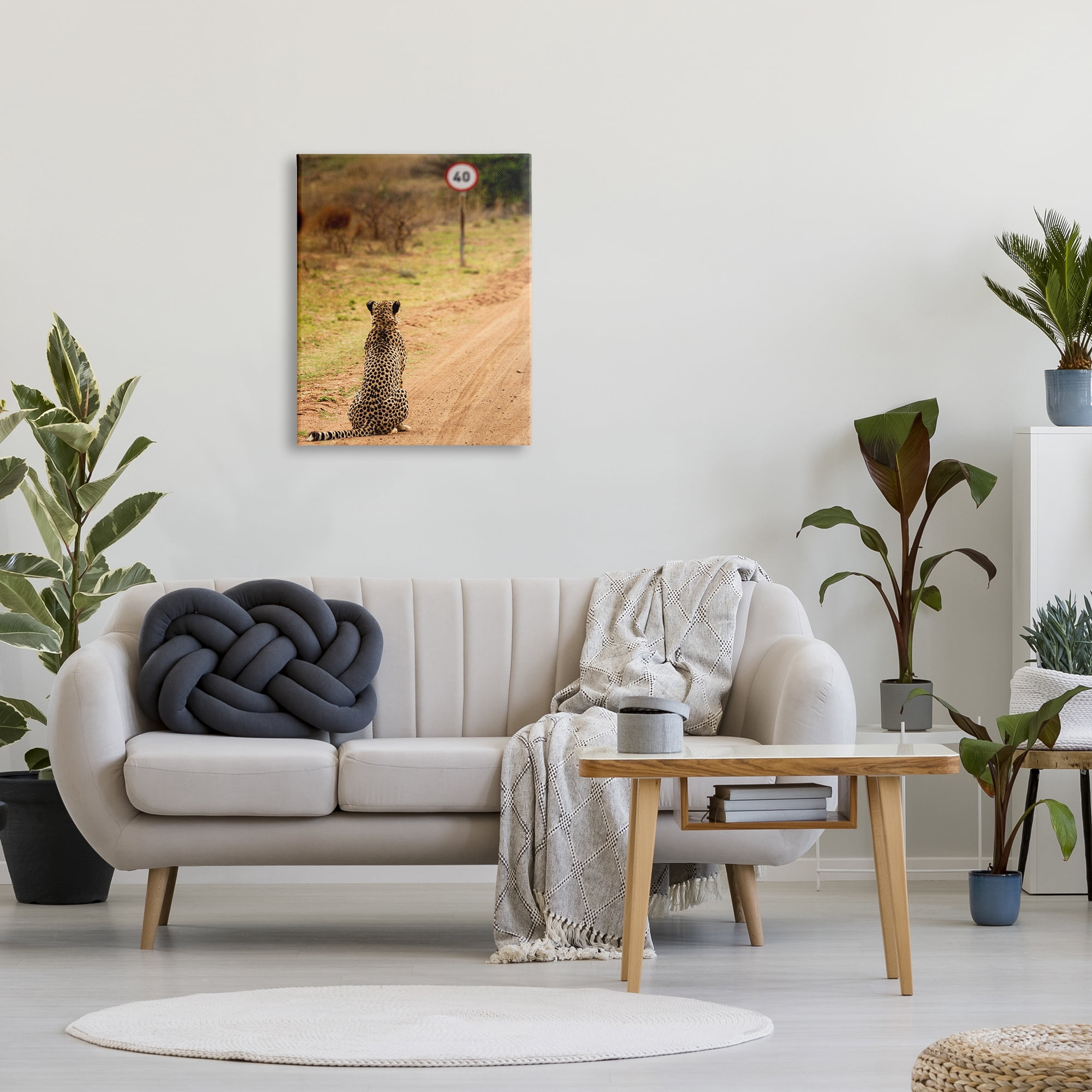 Stupell Industries Speedy Cheetah on Road Animals & Insects Photography Gallery Wrapped Canvas Art Print Wall Art, 24 x 30