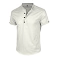 thumbnail image 2 of APEXFWDT Men's Stand Collar Cotton Linen Shirt Casual Short Sleeve Banded Collar Shirt for Vacation,L,White, 2 of 6