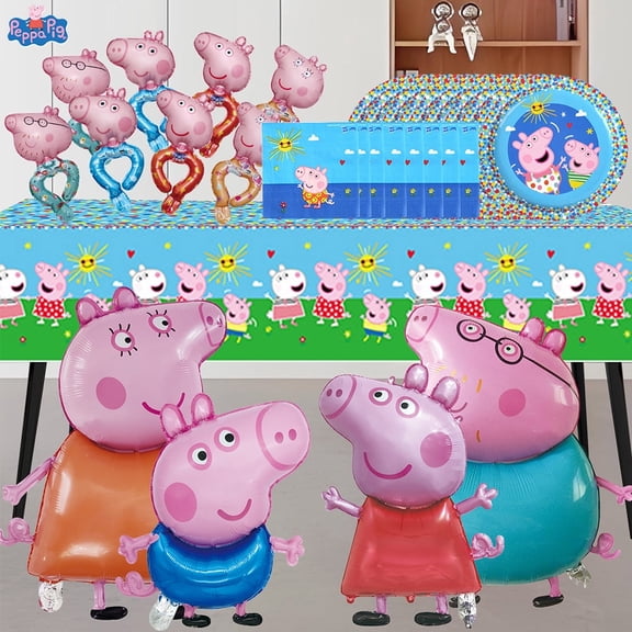 Pe ppa Pig Tableware Balloon Set Adorable Cartoon Character Party Supplies