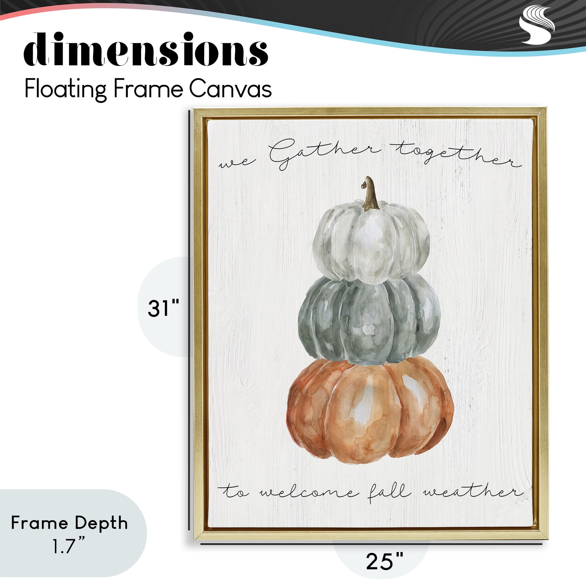 Stupell Industries Gather Together Fall Weather Gold Framed Floater Canvas Wall Art, design by Livi Finn