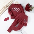 thumbnail image 2 of Ticikt Valentine's Day Little Girls Valentines Outfit Heart Print Sweatshirt Top Long Pantskirts 2pcs Baby Pant Set for Toddlers Kids, 2 of 4