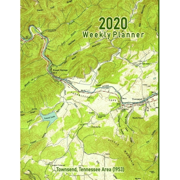 2020 Weekly Planner Townsend, Tennessee (1953) Vintage Topo Map Cover
