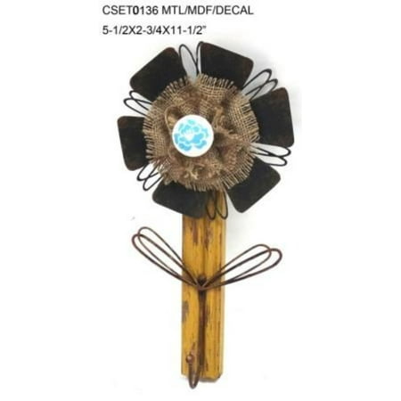 

Set of 2 Brown and Blue Contemporary Flower Wall Hooks 11.5