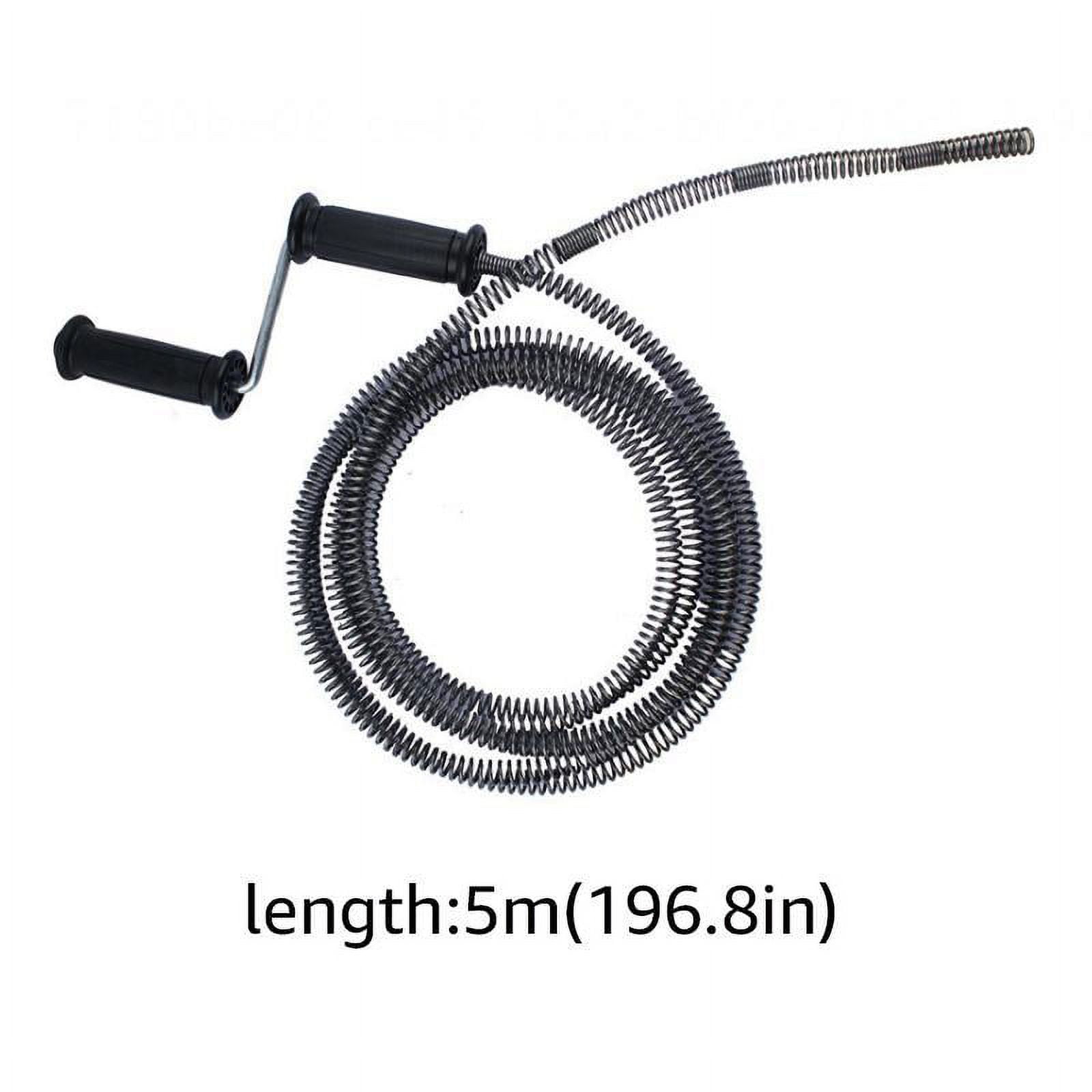 Cable Auger Plumber's Snake Flexible Steel Cable with Spool Hand Crank Shower Sink Toilet Drain Clog Plumbing Snake Cleaner, Size: One size, Black