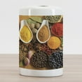 thumbnail image 2 of Spice Ceramic Toothbrush Holder, Overview Picturesque of Various and Healthy Aromatic Additives and Vegetables, Decorative Versatile Countertop for Bathroom, 4.5" X 2.7", Multicolor, 2 of 4