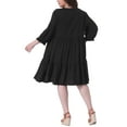 thumbnail image 3 of Vestido de verano de talla grande Agnes Orinda para mujeres, con cuello atado, mangas de encaje, vestido midi con volantes y fluido, 3X negro, 3 of 6