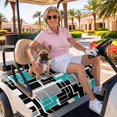 thumbnail image 3 of Golf Cart Seat Covers for 2 Seater,Teal Blue Black Geometric Microfiber Cart Seat Towel Blanket,Modern Abstract Art Block Absorbent Breathable Non Slip Bench Seats Protector for Golf Course 51"x31", 3 of 9