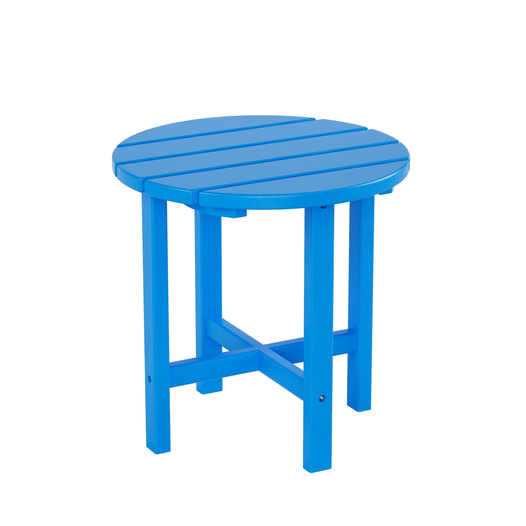 Garden 3-Piece Set Classic Plastic Adirondack Porch Rocking Chair with Round Side Table Included, Pacific Blue