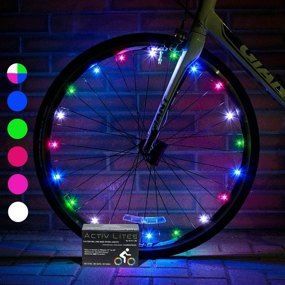 Activ Life LED Bicycle Wheel Lights (2 Tires, Multicolor) Best for Kids