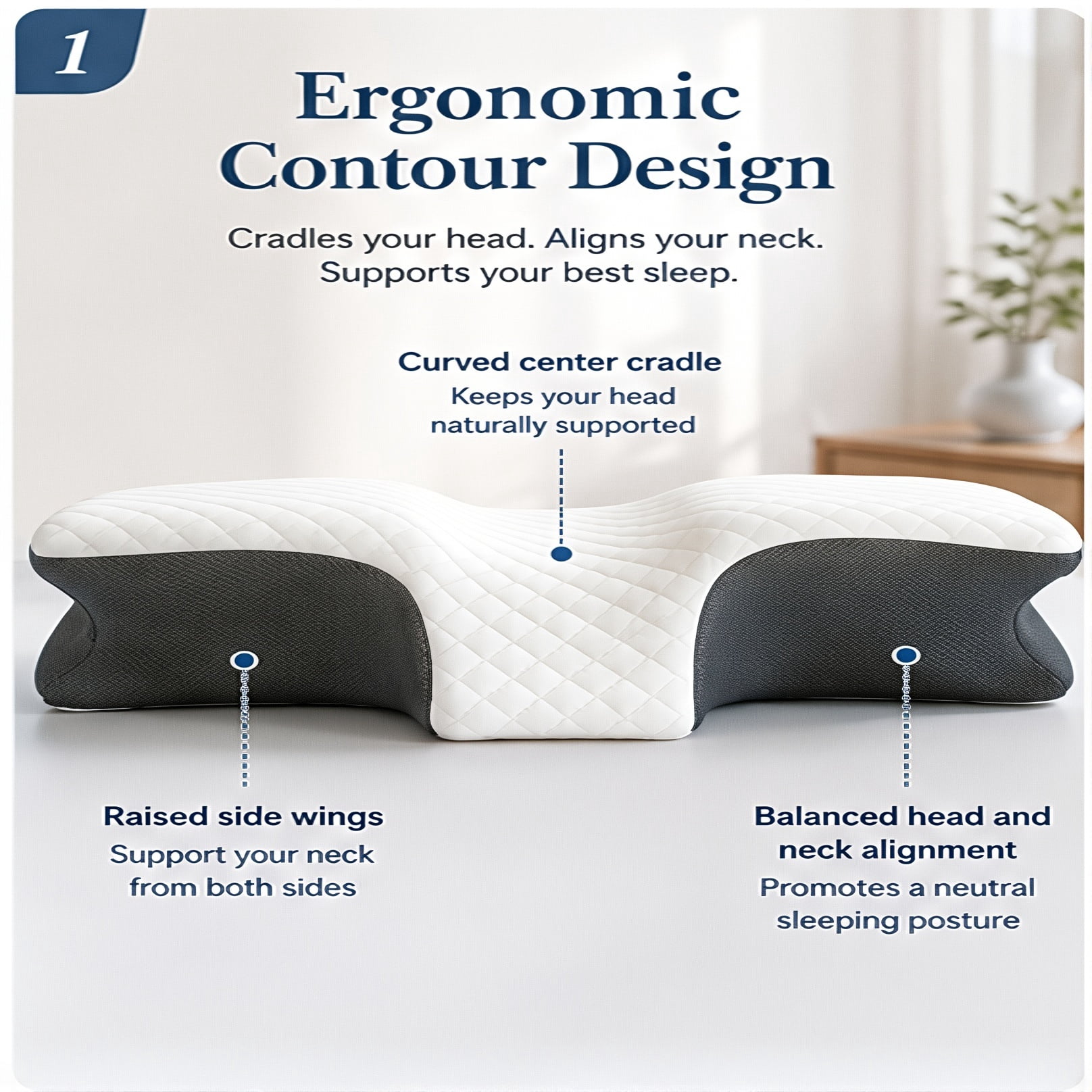 Doreve Cloudfaser Pillow, Doreve Cloudfaser Pro Pillow, Ergonomic Butterfly Support Structure with Aligned Comfort Design, Breathable Constant-Temperature Material, Ideal for Desk Work Use