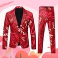 thumbnail image 2 of JLFKNG Mens 2Pcs Outfits Valentines Day Style Love Heart Printed Business Jacket Dress Suit Vest Trousers Slim Fit Comfy Summer Clothes, 2 of 5