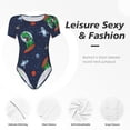 thumbnail image 6 of Naloa Dinosaur Astronaut Space Surfing Women's Short-Sleeved Onesie, One-Piece Swimsuit for Parties, dates, clubs - XX-Large, 6 of 9