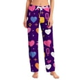 thumbnail image 2 of Hearthz Valentines Pajamas for Women Pants Love Heart Graphic Womens Pajamas Pants Drawstring Wide Leg Holidays Sleep Pants Women, 2 of 7