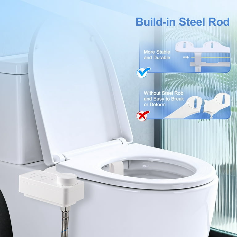 PHITO Ultra-Thin Non Electric Bidet Toilet Seat Dual Nozzle Cleaning Is