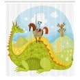 thumbnail image 3 of Ambesonne Cartoon Shower Curtain, Knight and His Horse, 69"Wx84"L, Apple Green Sky Blue, 3 of 3