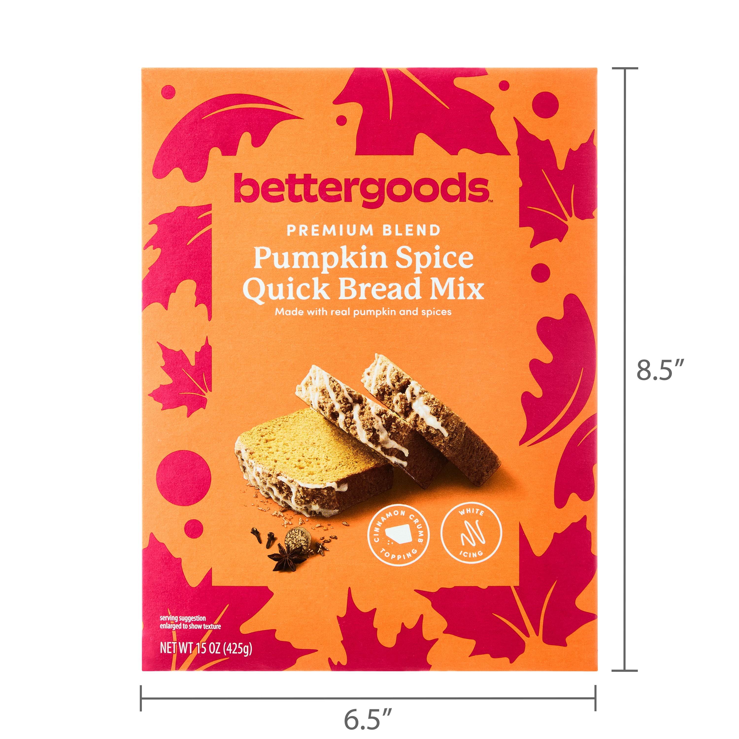 bettergoods Pumpkin Spice Quick Bread Mix with Crumble & Icing, 15 oz