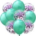 thumbnail image 1 of Xiao Hua 50 globos de confeti verde y morado de 12 pulgadas, globos premium para fiesta de cumpleaños, globos a granel para despedida de soltera, decoración para fiesta de graduación., 1 of 4