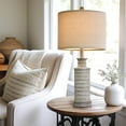 thumbnail image 6 of Oneach Farmhouse Table Lamps Set of 2 for Living Room Bedroom 24.5" Retro Nightstands Bedside Lamp Sets Resin, 6 of 10