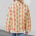 thumbnail image 4 of Women's Cropped Puffer Jacket Lightweight Floral Print Long Sleeve Padded Quilted Puffy Cardigan Coat, 4 of 7