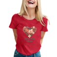 thumbnail image 4 of Gibobby Casual Playera de Manga Corta para Mujer Camiseta de manga corta con cuello redondo y estampado floral de concientización contra el cáncer para mujer(Rojo,CH), 4 of 5