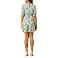 thumbnail image 3 of INSPIRE CHIC Women's Floral V Neck Keyhole Back A-Line Casual Ruffle Dress S Light Blue, 3 of 7