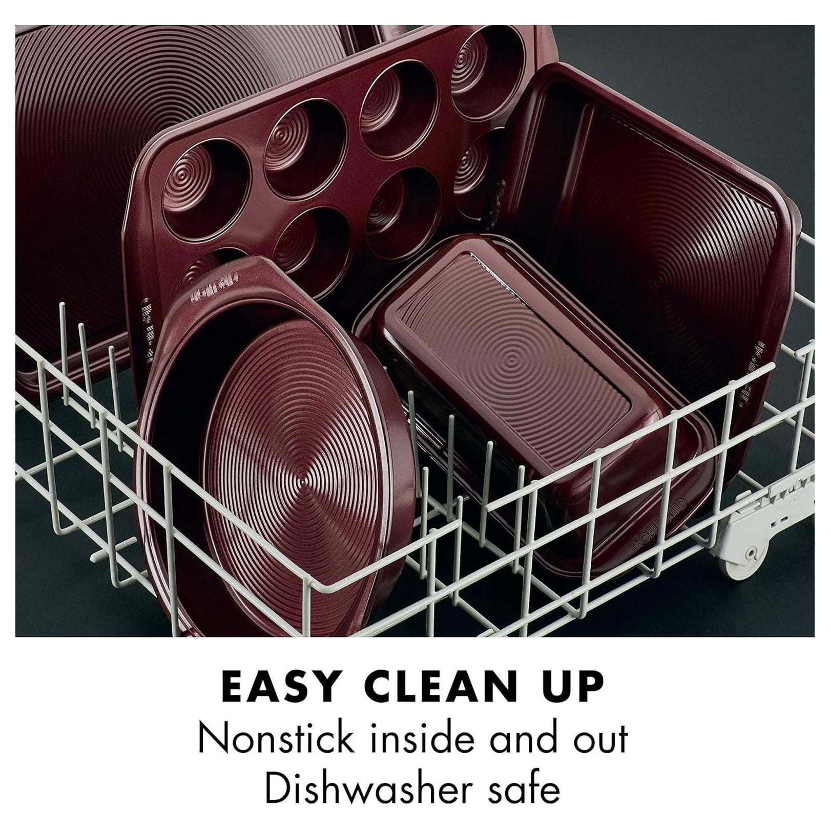 Nonstick Bakeware Set, Nonstick Cookie Sheet / Baking Sheet with Cooling Rack - 2 Piece, Merlot Red