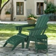 thumbnail image 3 of Hidpriva Outdoor Folding Adirondack Chair with Cup Holder, HDPE Weather Resistant Fire Pit Chair, Dark Green(Set of 2), 3 of 7