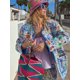 thumbnail image 2 of HH TRAF Conjunto de 2 piezas de moda femenina con cuello redondo, manga larga, bolsillo, ropa acolchada de algodón + pantalones cortos con cintura elástica con estampado de grafiti para mujer, 2 of 5