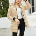 thumbnail image 2 of adviicd Womens Jacket Down Jacket Womens Winter Coat with Hood Warm Lightweight Thickened Packable Down Jacket (Beige,M), 2 of 5