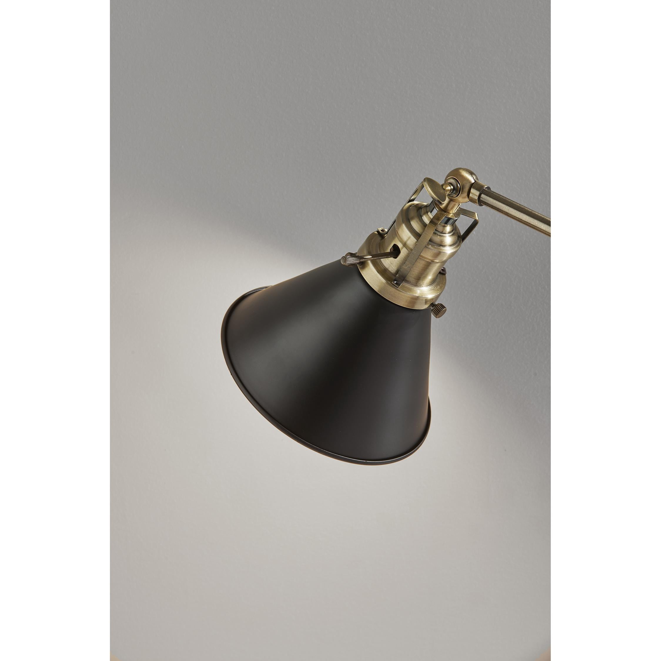 Simplee Adesso Arthur Desk Lamp Black & Antique Brass Metal