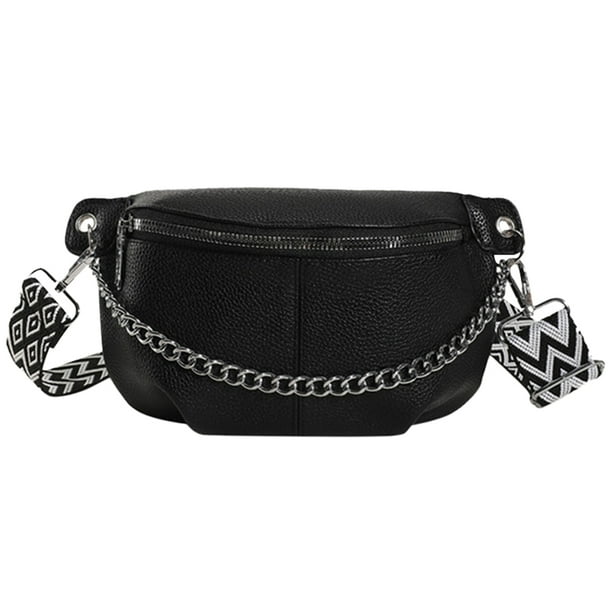 1238 Alforja Rinonera Bandolera Bolso Pecho Rinonera Bolso Hombro Con Cadena Negro Bodega Aurrera en linea