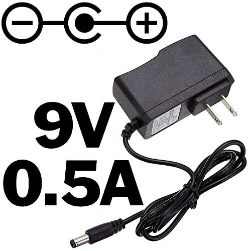 9 Volt DC, 500 mA Power Adapter with 5.5mm Barrel Jack (Center Positive