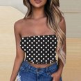 thumbnail image 4 of Agkizg Polka Printed Bandeau Bra Ruffled Sleeveless Top Elastic Solid Color Strapless Comfortable Bralette (Women's or Women's Plus), 4 of 5