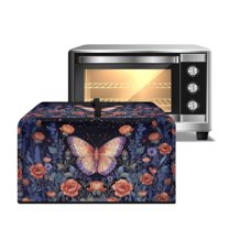 TSOVTHRID Butterfly Flower Plant Print Toaster Oven Cover Stain-Resistant Microwave Oven Dust Cover Dust-Proof Kitchen Machine Covers Suitable for Most Microwave Ovens, 18.25"W x 14.5"D x 11"H, S