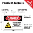 thumbnail image 2 of Generator Neutral Is Not Bonded OSHA Danger Rigid Plastic Sign 14 Inch x 10 Inch - 5 Pack, 2 of 8