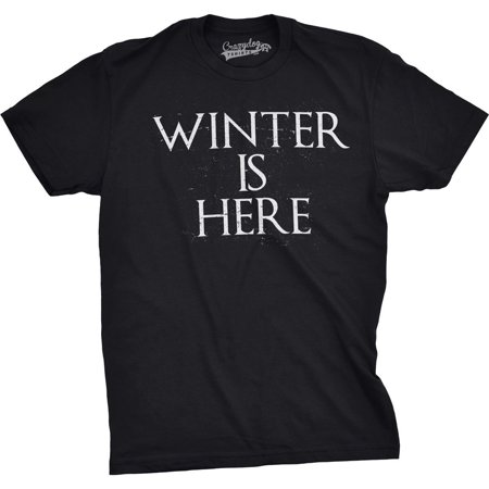 Nerdy Christmas Crazy Dog T-shirts Mens Winter Is Here Funny T shirts Nerdy Christmas Tees Cool Novelty T shirt ()