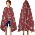 thumbnail image 3 of Red Christmas Tree and Snowflake Pattern Hooded Bath Towel，60"x35" for Ages 3 To 12 Kids, Quick Dry Lightweight Soft Microfiber Hood Beach Towel Cover Up for Kids, 3 of 7