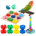 thumbnail image 3 of Flmtop 9Pcs/Set Parrot Toy Kit Bite-resistant Interactive Wood Birds Block Puzzles Skateboard Toy for Pet, 3 of 7