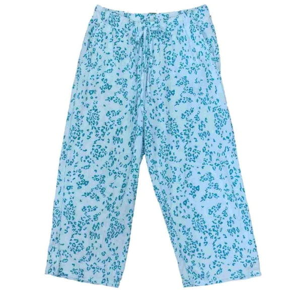Womens Blue Cheetah Sleep Pants Leopard Animal Print Pajama Bottoms Small