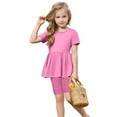 thumbnail image 5 of tarylea Toddler Baby Girls Clothes Short Sleeve Pleated a Line Midi Dress with Knee Length Dance Undershorts Summer Outfits, 5 of 8