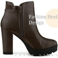 thumbnail image 4 of Unique Bargains Women's Platform Chunky High Heels Chelsea Boots Coffee (Size 6), 4 of 6