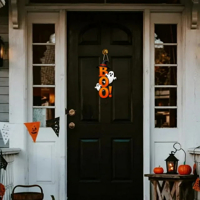 AKEGAMN Liquidation! Décoration de Suspension de Porte d'Halloween Enseigne de Porche d'Automne avec Motif Décoration Suspendue Saisonnière pour Porte d'Entrée Extérieur Intérieur Décoration d'Halloween Décoration de Suspension de Porte d'Halloween Enseigne de Porche d'Automne avec