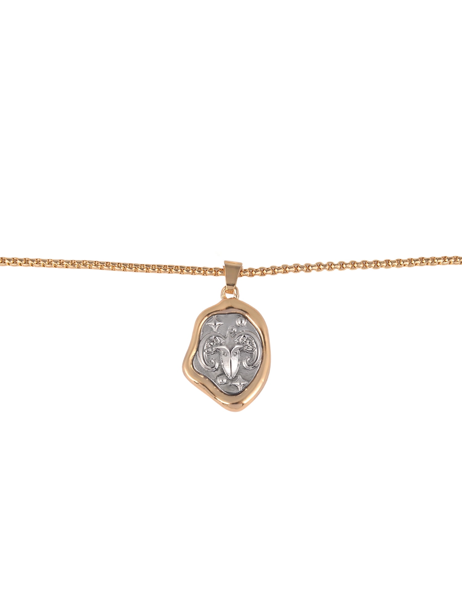 Time and Tru Goldtone Silvertone Reversible Pendant "Aries" Necklace